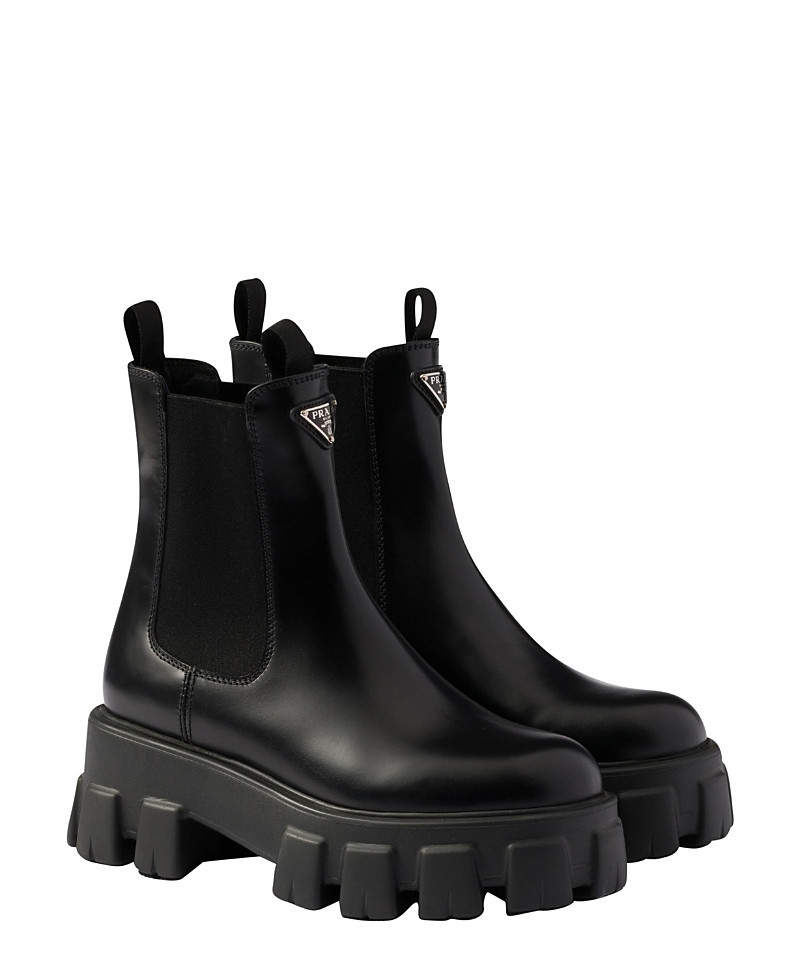 Prada Women's Monolith Brushed Leather Chelsea Boots | Bloomingdale's (US)