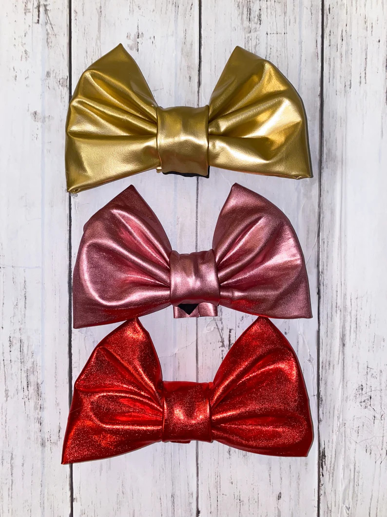 Red bow Mickey ears, Metallic Bow Minnie ears, Christmas Minnie ears, Celebration Mickey ears, Cl... | Etsy (US)