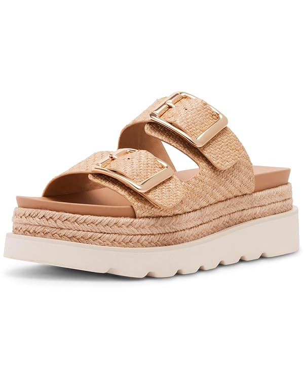 DOEYG Platform Sandals for Women Summer Beach Raffia Slide Sandals Comfortable Casual Woven Straw... | Amazon (US)