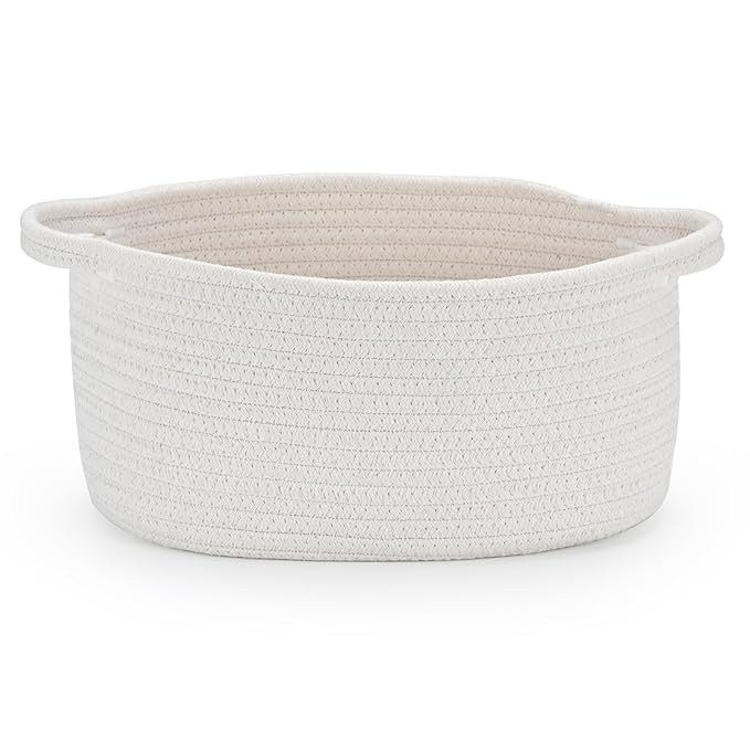 Amazon.com : Happyiren Medium Woven Cotton Rope Basket with Handle Empty Decorative Gift Basket f... | Amazon (US)