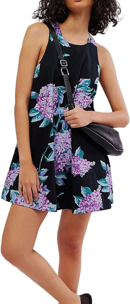 Women's Summer Sleeveless Mini Dress Casual Crew Neck Flowy Loose Fit Floral Tunic Dress Sundress | Amazon (US)