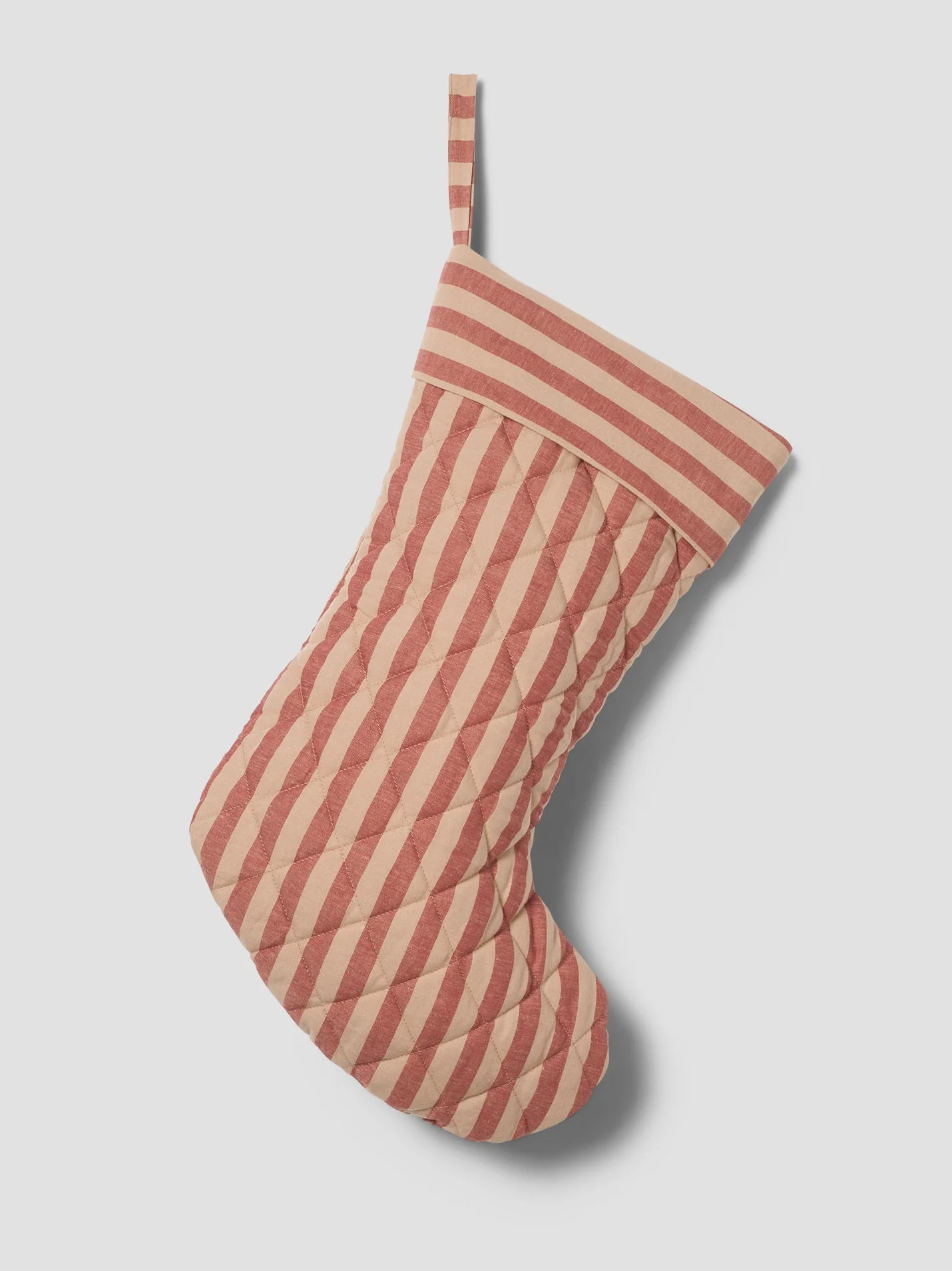 Sandstone Red Pembroke Stripe Linen Blend Christmas Stocking | Piglet