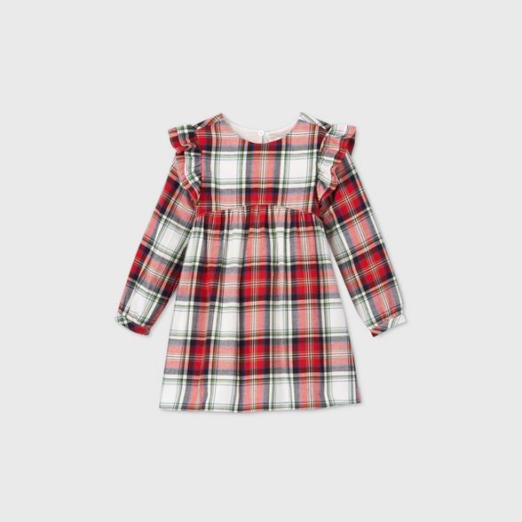 Toddler Girls' Plaid Long Sleeve Dress - Cat & Jack™ Red/Cream | Target