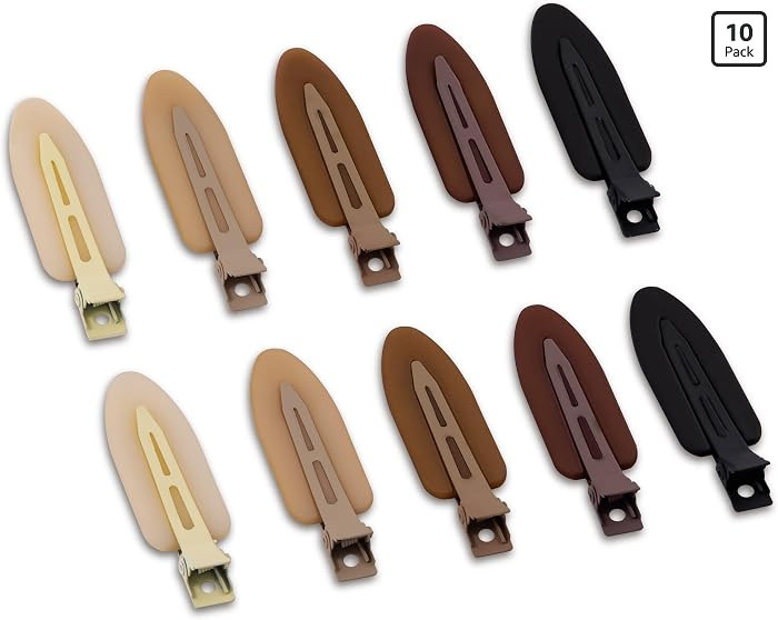 10 Pcs Creaseless No Crease No Bend Flat Hair Clips For Styling Non Slip Makeup Clips For Women Salon Hairstyle,Matte Black Brown Beige | Amazon (US)