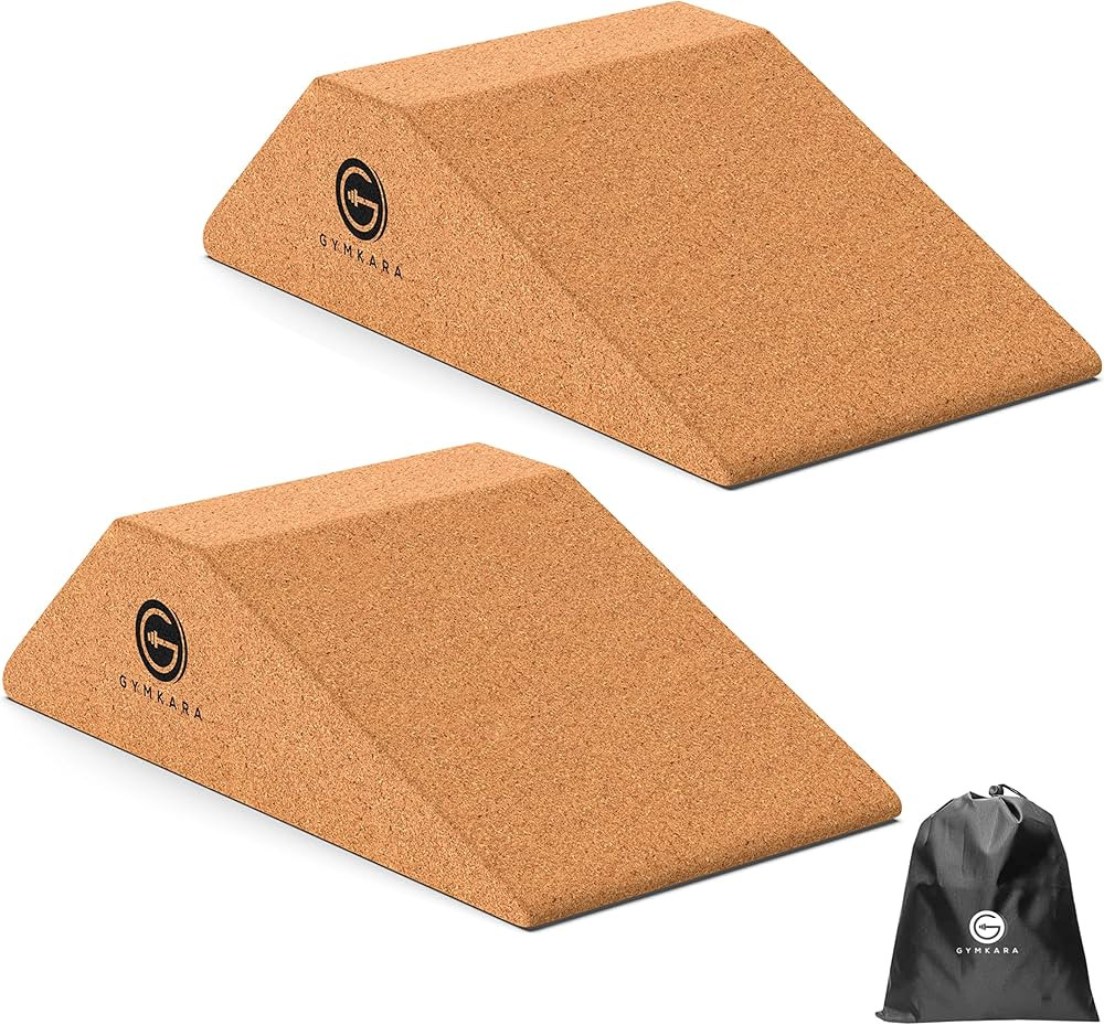 Gymkara Cork Squat Wedge Block 2 Pack - Non Slip Heel Elevated Squat Wedge and Calf Raise Block -... | Amazon (US)