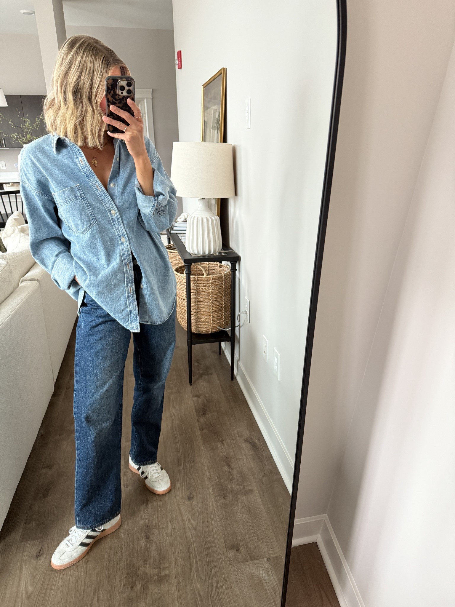 Wearing 26/regular jeans (run big/loose fit), XS denim shirt (runs big, sized down), sneakers tts 

#LTKStyleTip #LTKFindsUnder100 #LTKOver40