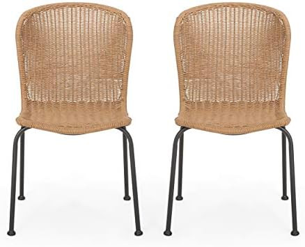 Amazon.com : Christopher Knight Home 311696 Dinah Outdoor Wicker Dining Chair (Set of 2), Light B... | Amazon (US)