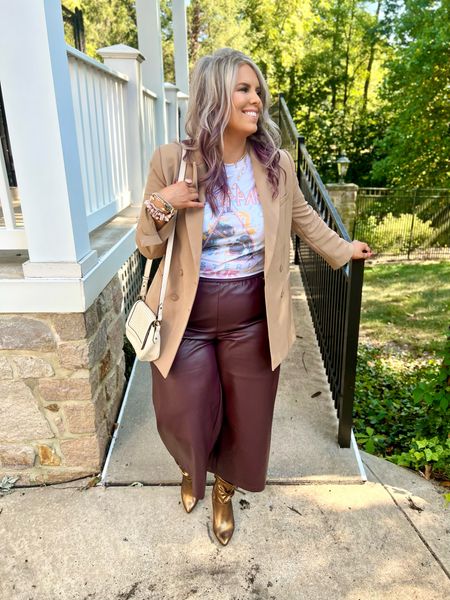 ✨SIZING•PRODUCT INFO✨
⏺ Cropped Faux Leather Pants •• sized down to L
⏺ Band Tee •• Med 
⏺ Tan Double Breasted Blazer •• sozed down to Med 
⏺ Brown Metallic Slouchy Boots •• linked similar 
⏺ Ivory Shoulder Bag •• Walmart 
⏺ Pearl Necklaces, Pearl Earrings, Pearl Bracelet •• Ettika 
⏺ Pink Bead Bracelets •• Kinsley Armelle 

👋🏼 Thanks for stopping by!

📍Find me on Instagram••YouTube••TikTok ••Pinterest ||Jen the Realfluencer|| for style, fashion, beauty and…confidence!

🛍 🛒 HAPPY SHOPPING! 🤩

#walmart #walmartfinds #walmartfind #founditatwalmart #walmart style #walmartfashion #walmartoutfit #walmartlook  #blazer #blazerstyle #blazerfashion #blazerlook #blazeroutfit #blazeroutfitinspo #blazeroutfitinspiration #graphic #tee #graphictee #graphicteeoutfit #tshirt #graphictshirt #t-shirt #band #bandtee #graphicteelook #graphicteestyle #graphicteefashion #graphicteeoutfitinspo #graphicteeoutfitinspiration #edgy #style #fashion #edgystyle #edgyfashion #edgylook #edgyoutfit #edgyoutfitinspo #edgyoutfitinspiration #edgystylelook  #leather #leggings #jeggings #leatherleggings #leatherjeggings #fauxleather #veganleather #fauxleatherleggings #veganleatherleggings #leatherleggingslook #leatherleggingsoutfit #leatherleggingstyle #leatherleggingsoutfitidea #leatherleggingsfashion #leatherleggings #style #inspo #leatherleggingsinspo #fall #falloutfit #fallfashion #fallstyle #falloutfitidea #falloutfitinspo #autumn #autumnstyle #autumnfashion #autumnoutfit  #neutral #neutrals #neutraloutfit #neatraloutfits #neutrallook #neutralstyle #neutralfashion #neutraloutfitinspo #neutraloutfitinspiration 
#under10 #under20 #under30 #under40 #under50 #under60 #under75 #under100
#affordable #budget #inexpensive #size14 #size16 #size12 #medium #large #extralarge #xl #curvy #midsize #blogger #vlogger
budget fashion, affordable fashion, budget style, affordable style, curvy style, curvy fashion, midsize style, midsize fashion



#LTKmidsize #LTKunder50 #LTKstyletip