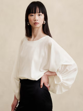 Eliana Cotton-Silk Top | Banana Republic (US)