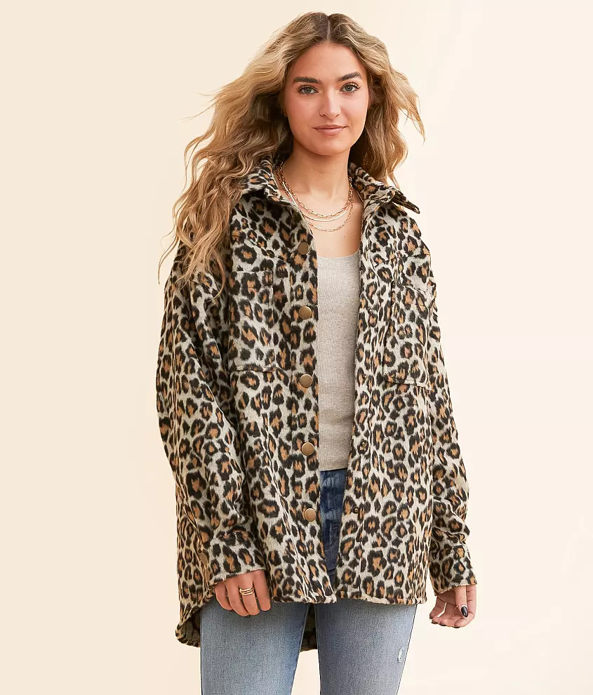 Faux Fur Cheetah Shacket | Buckle
