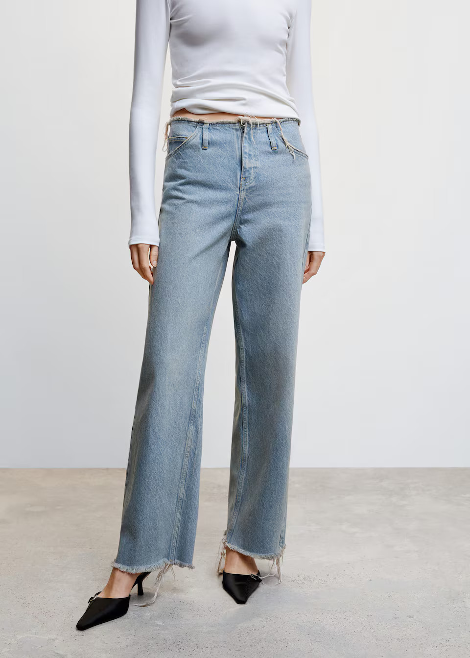 Wideleg mid-rise jeans -  Women | Mango USA | MANGO (US)