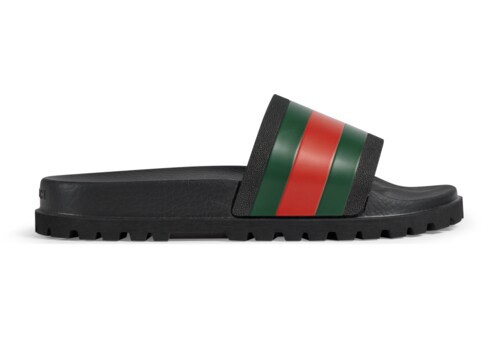 Men's Web rubber slide sandal | Gucci (CA)