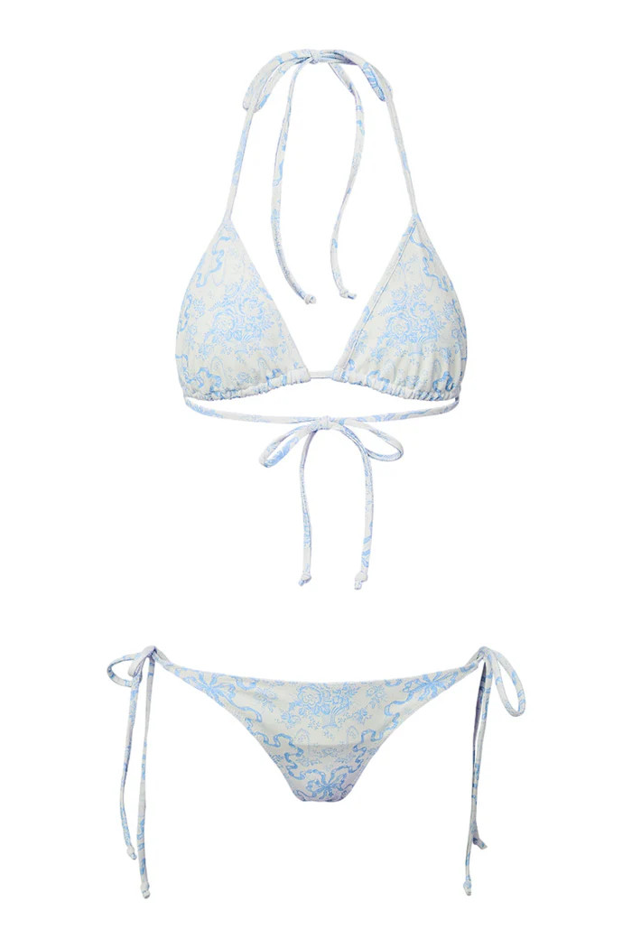 Harbor Bow Print Triangle Bikini Swim Set | LoveShackFancy
