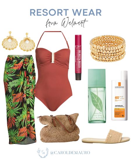 Elevate your beach look effortlessly with this red one-piece swimsuit, a cute coverup, a straw shoulder bag, and more!
#walmartfinds #springfashion #resortwear #vacationoutfit

#LTKSeasonal #LTKshoecrush #LTKswim