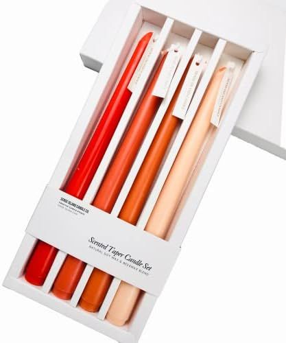 Amazon.com: Taper Candles 10'' Colored Candle Sticks Set of 4 | Orange Scented, Natural Soy Wax |... | Amazon (US)