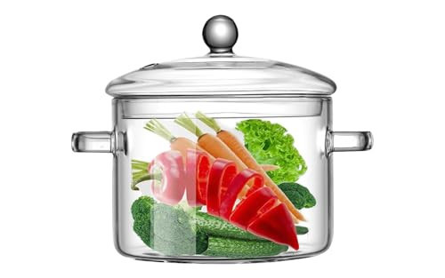Glass Cooking Pot with Lid - 1.3L(45oz) Heat Resistant Borosilicate Glass Cookware Stovetop Pot Set - Simmer Pot with Cover Safe for Soup, Milk, Baby Food(1.4 Quartz) | Amazon (US)