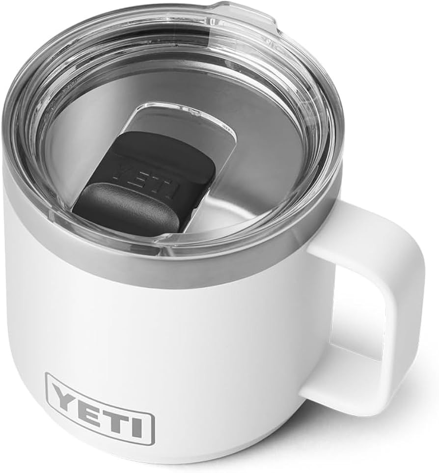 YETI Rambler 14 oz Stackable Mug, Vacuum Insulated, Stainless Steel with MagSlider Lid, White | Amazon (US)