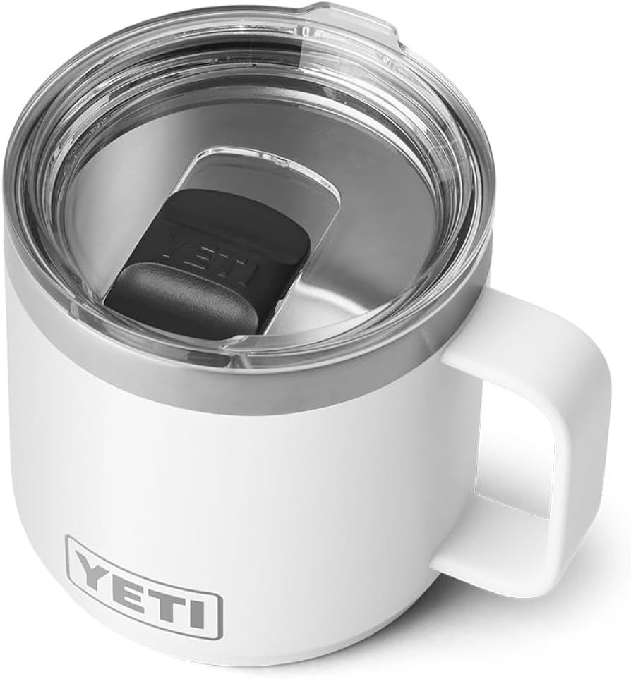 YETI Rambler 14 oz Stackable Mug, Vacuum Insulated, Stainless Steel with MagSlider Lid, White | Amazon (US)