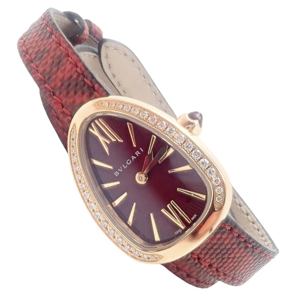 Bulgari Rose Gold Diamond Tubogas Red Serpenti Snake Wristwatch For Sale at 1stDibs | bulgari 18k... | 1stDibs