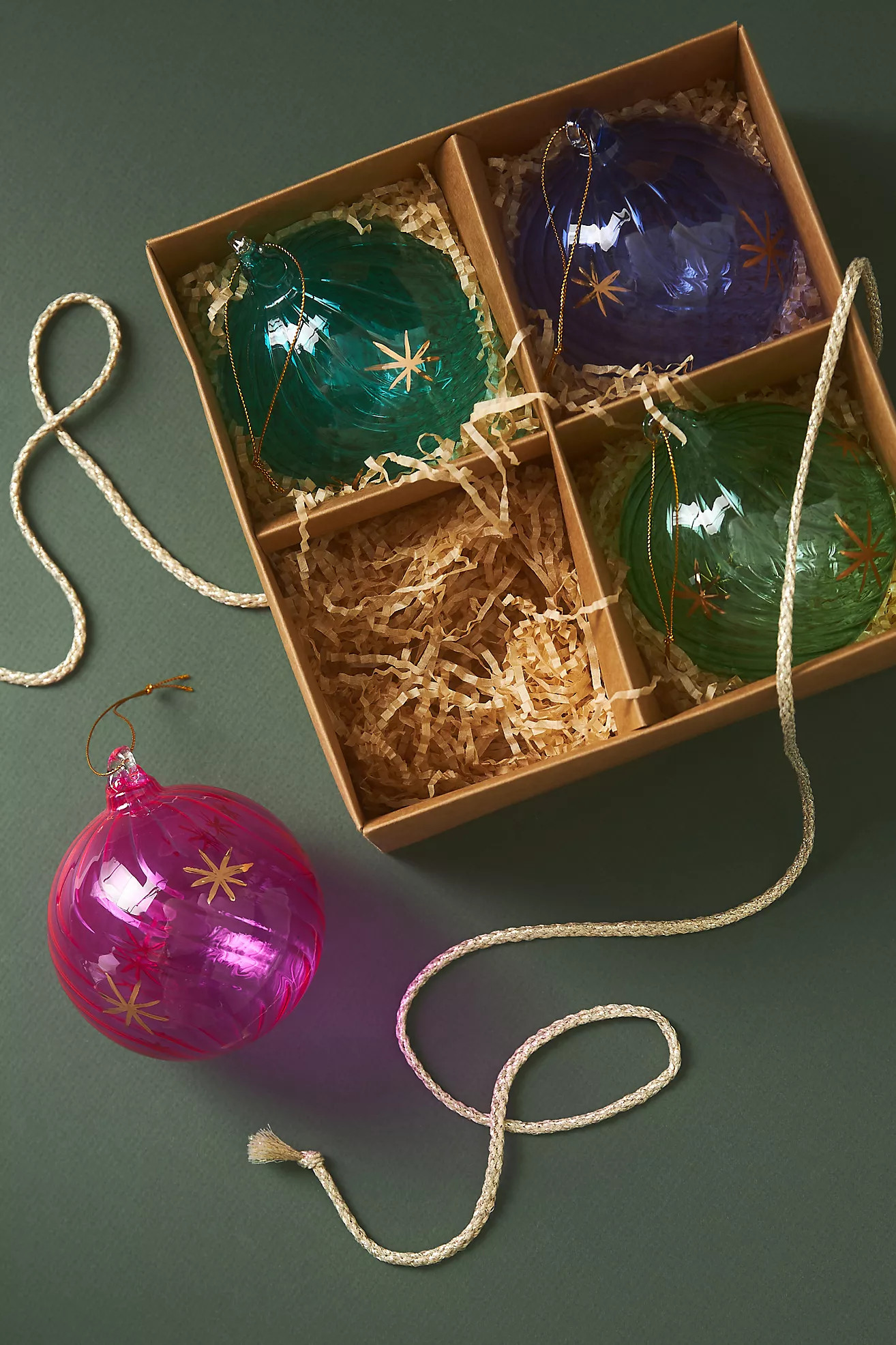 Etched Ball Ornaments, Set of 4 | Anthropologie (US)