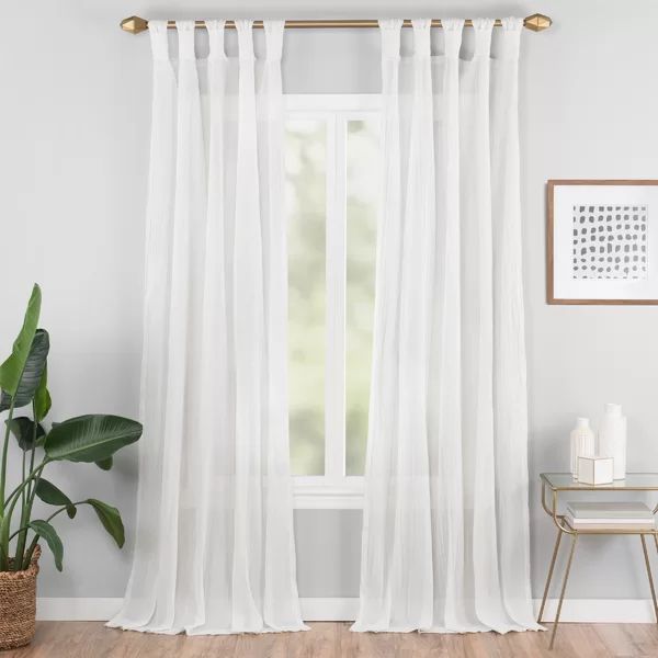 Liebert Solid Semi-Sheer Tab Top Single Curtain Panel | Wayfair North America