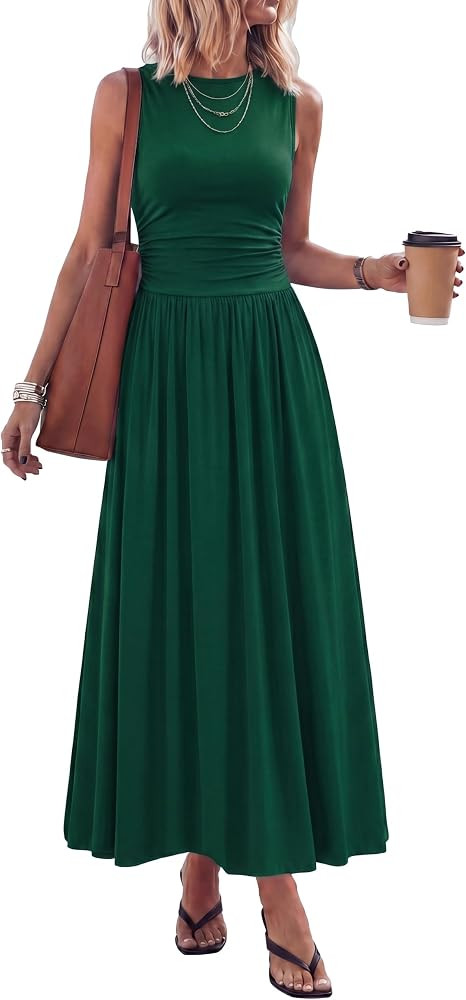 PRETTYGARDEN Summer Maxi Dresses for Women 2026 Sleeveless A Line Flowy Long Casual Sundress Wedd... | Amazon (US)