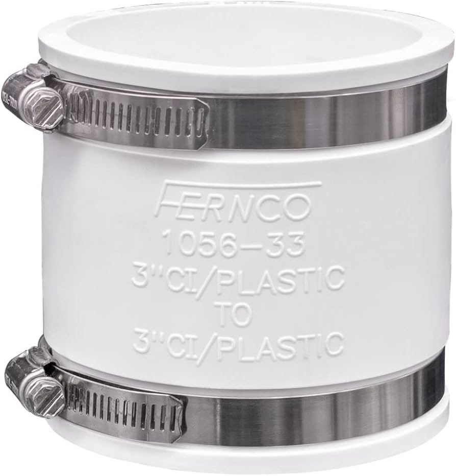 Fernco 1056-33 3-in. Flexible PVC Pipe Coupling for Cast Iron and Plastic Plumbing Connections in... | Amazon (US)