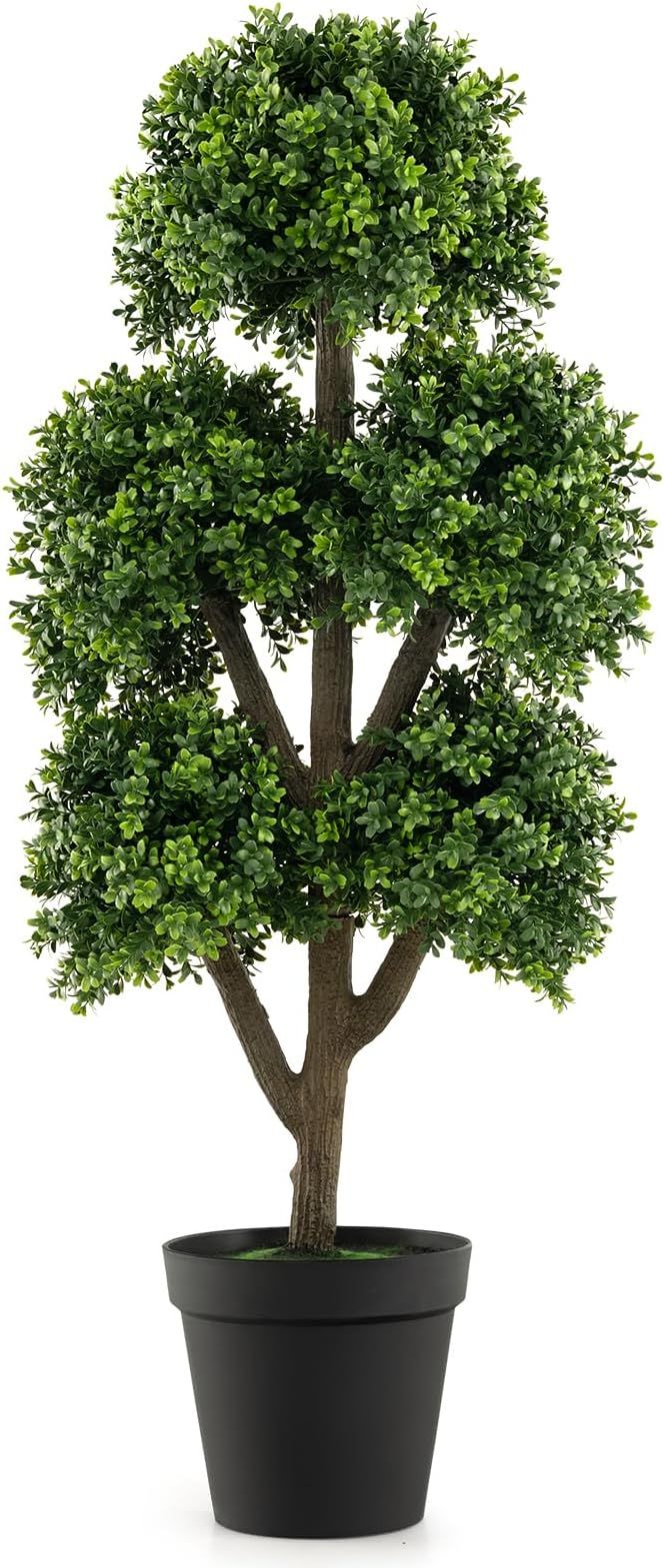 Goplus Artificial Boxwood Topiary Tree, 45” Tall Faux Potted Plants with 5 Ball-Shaped Topiarie... | Amazon (US)