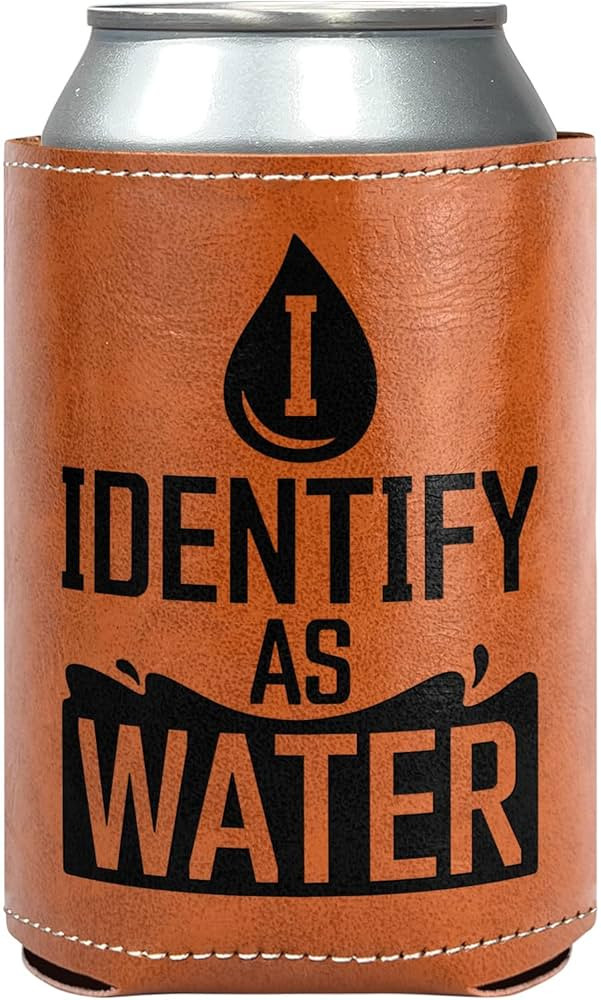 Gifts for Dad, Men, Him, Husband - I Identify As A Water Leather Can Cooler Sleeves Holder 12Oz -... | Amazon (US)