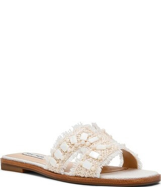 Hadyn Raffia Shell Ornament Flat Slide Sandals | Dillard's