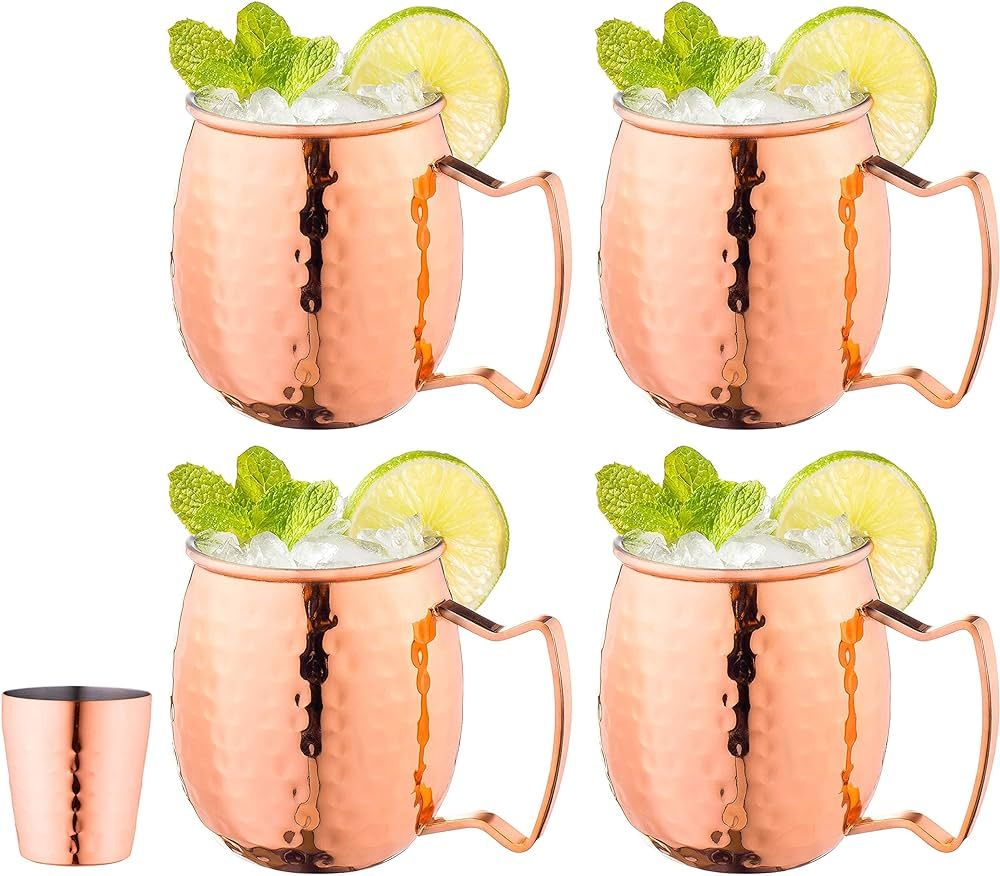 Royalty Art Moscow Mule Copper Mugs w Handles (4-Pack) Classic Drinking Cup Set, Home, Kitchen, B... | Amazon (US)