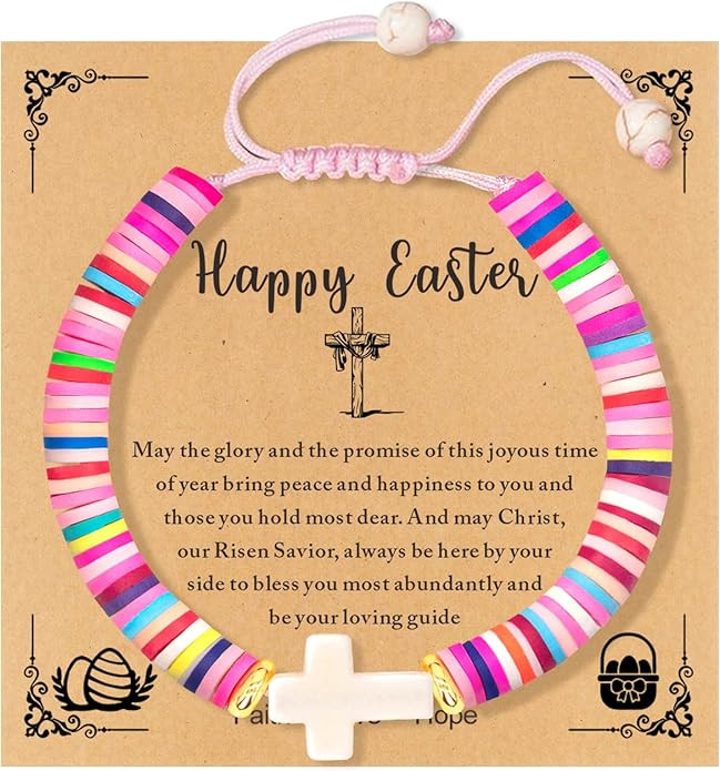 Easter Basket Stuffers- Cute Cross Bracelet Christian Easter Gifts for Kids/Girls/Teens/Toddler/W... | Amazon (US)