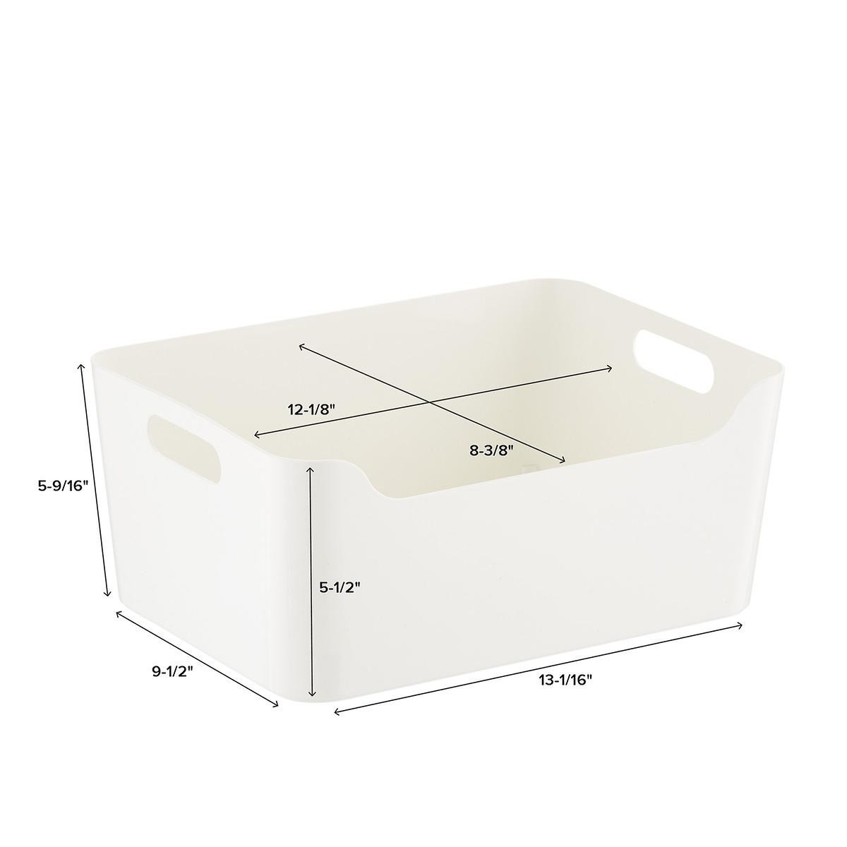 Medium Plastic Storage Bin W/ Handles White | The Container Store