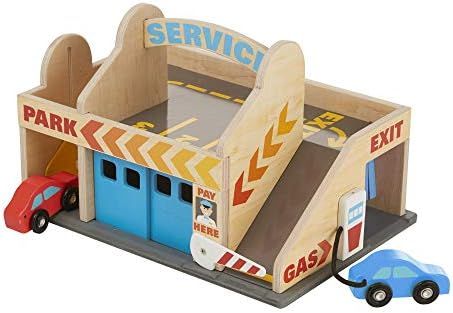 Amazon.com: Melissa & Doug Service Station Parking Garage With 2 Wooden Cars and Drive-Thru Car W... | Amazon (US)