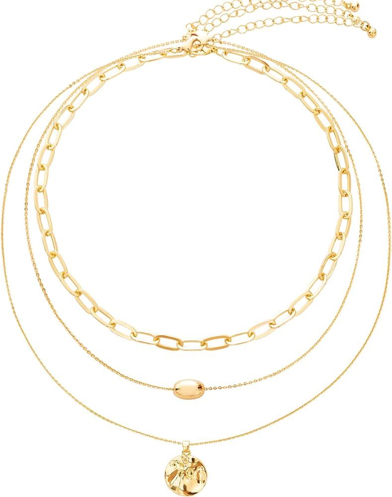 BaubleStar Link Layered Necklace Gold Layering Paperclip Chain Choker for Women | Amazon (US)