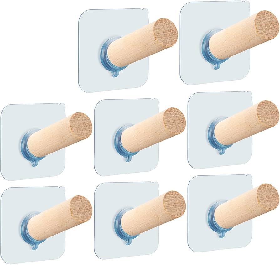 FOTYRIG Adhesive Hooks Hat Hooks for Wall Hat Hangers Rack Extended Wooden Pegs Handmade Baseball... | Amazon (US)