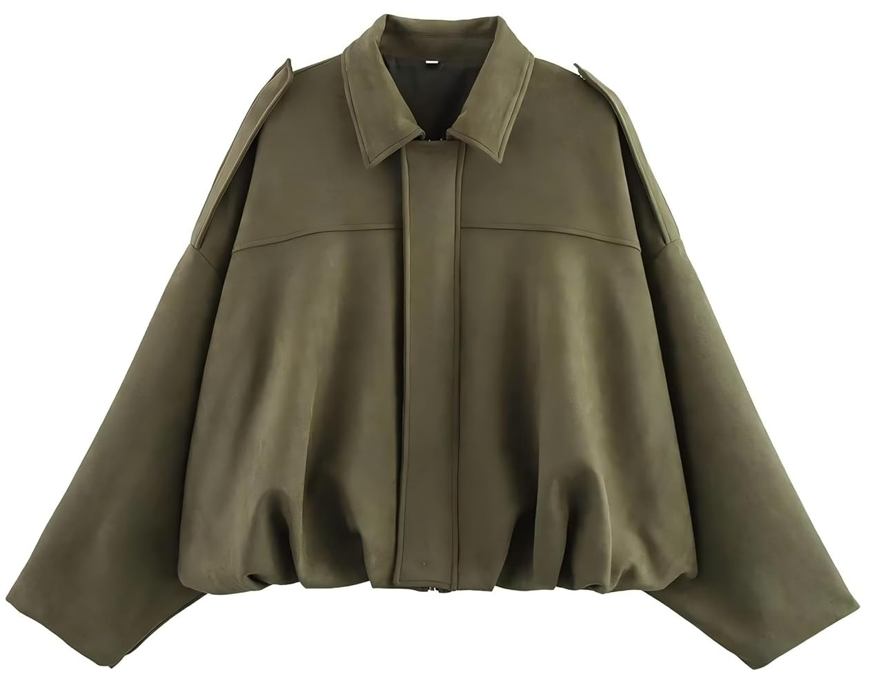 Womens Suede Zip Up Bomber Jacket Oversized Long Sleeve Pleated Pilot Coat 2025 Casual Fashion Fa... | Amazon (US)