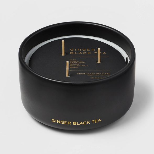 15oz Ceremic Jar 3-Wick Black Lable Ginger Black Tea Candle - Threshold™ | Target
