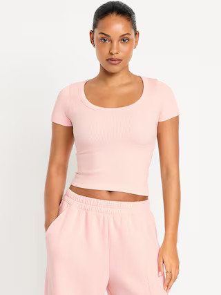 Exhale Seamless Cropped Rib T-Shirt | Old Navy (US)