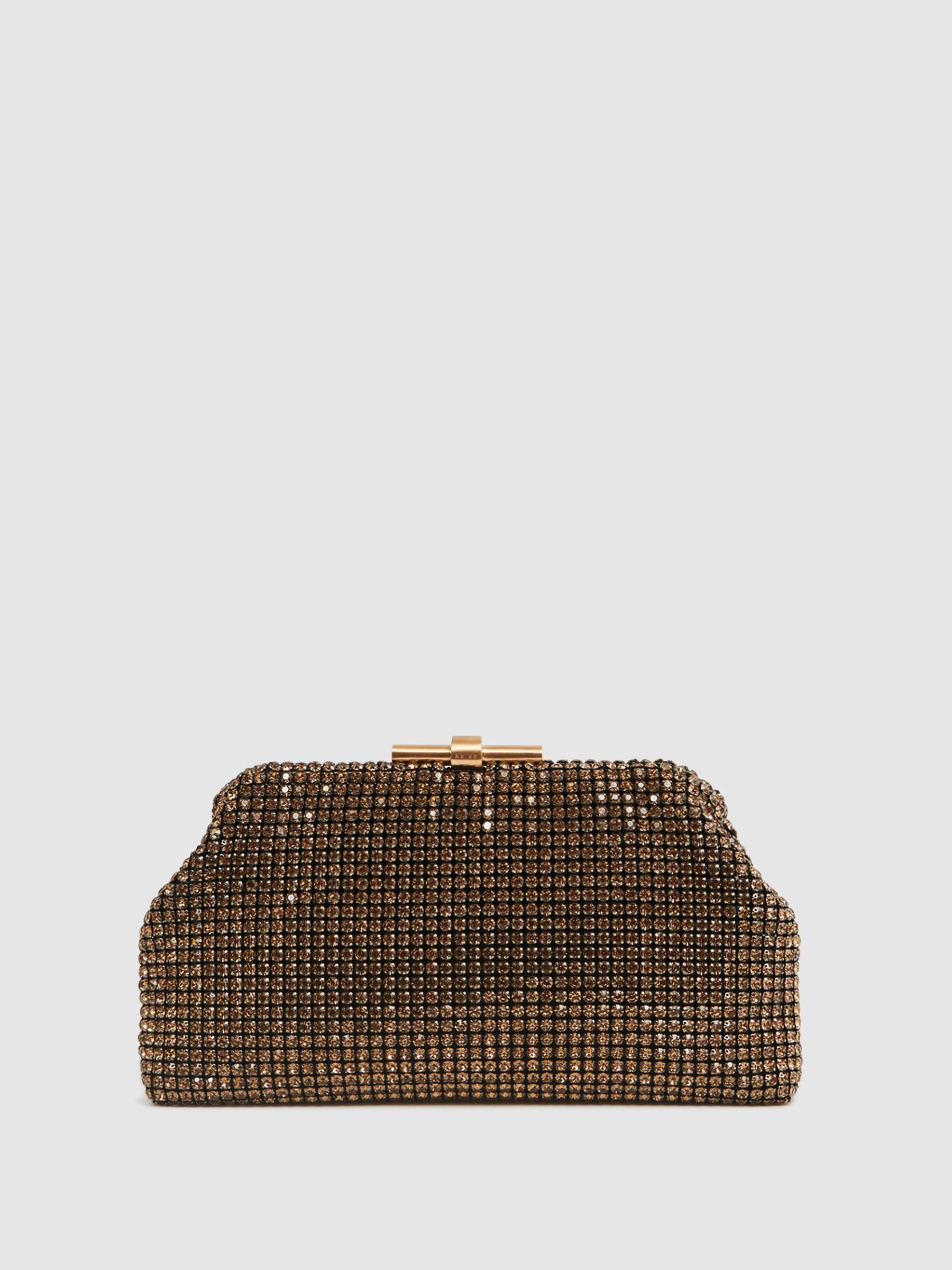 Reiss Embellished Clutch Bag in Gold | REISS | Reiss US