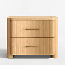 Kensington 29" Rye on White Oak Fluted Charging Nightstand | Crate & Barrel | Crate & Barrel