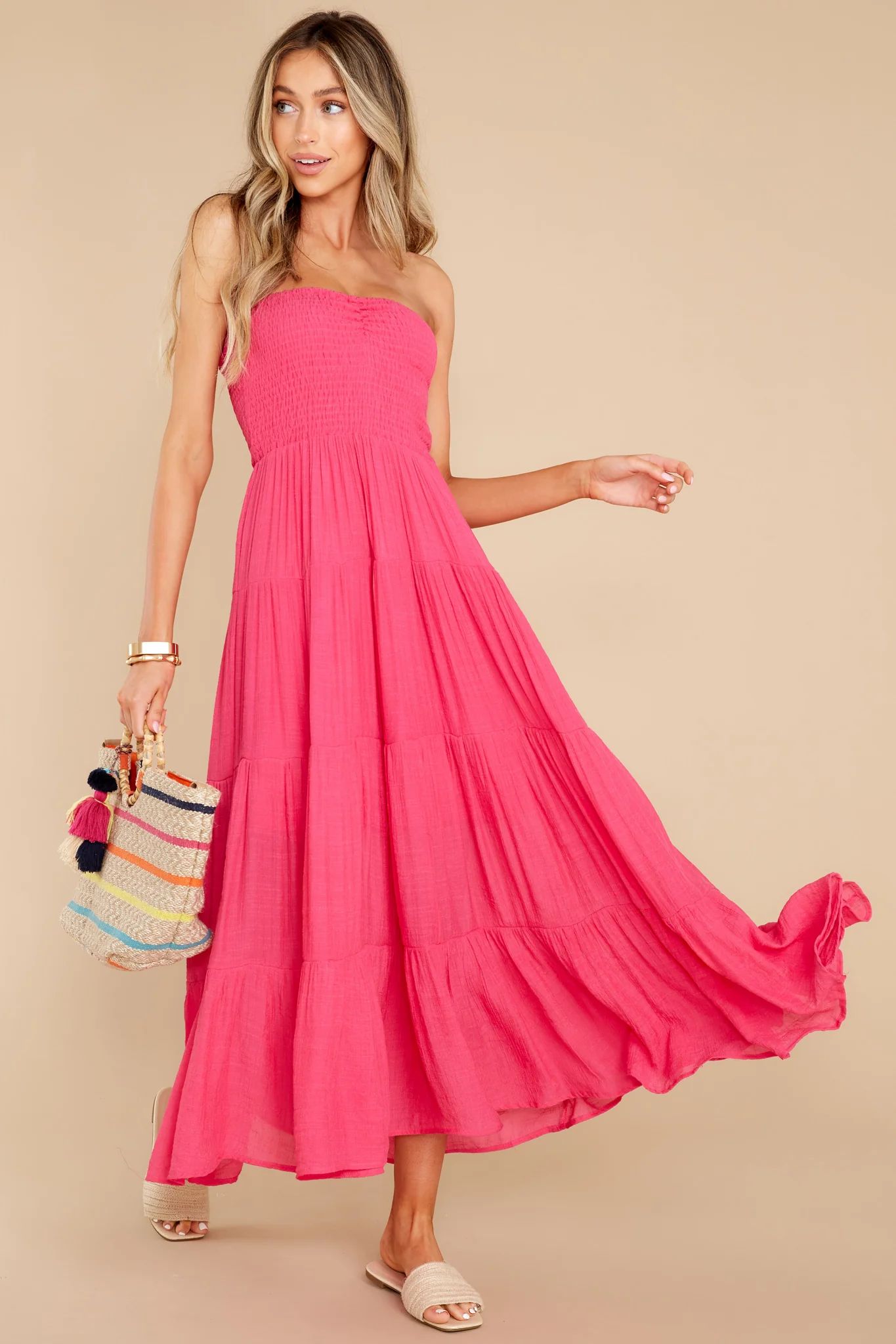 Pretty And Poised Fuchsia Pink Maxi Dress | Red Dress 