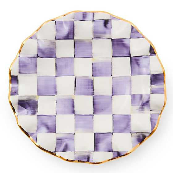 Plum Check Ceramic Fluted Dessert Plate | MacKenzie-Childs