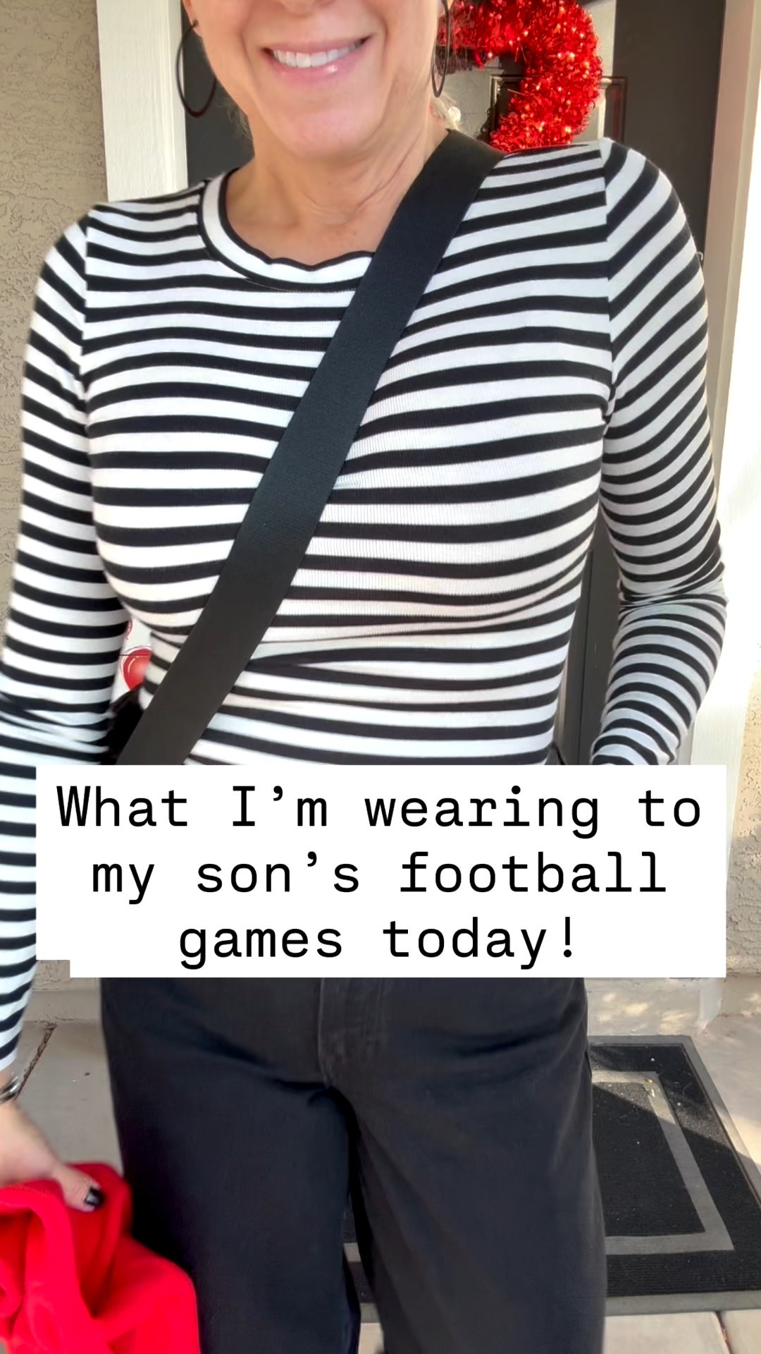 What I wore to my sons 7v7 games today! No, I don’t yet have makeup on in this video, lol! Found out late yesterday that he was playing in a tournament in the west valley and had little time to prep as we already had plans last night. Threw this look together…it was chilly this morning and supposed to rain. We’re having friends over tonight, so I needed something that would work all day. I think it came together well!

Wearing my usual size 26/2 baggy fit @gap jeans. S striped forever @loft tee, S slightly cropped red @oldnavy pullover, & 7 @stevemadden boots.