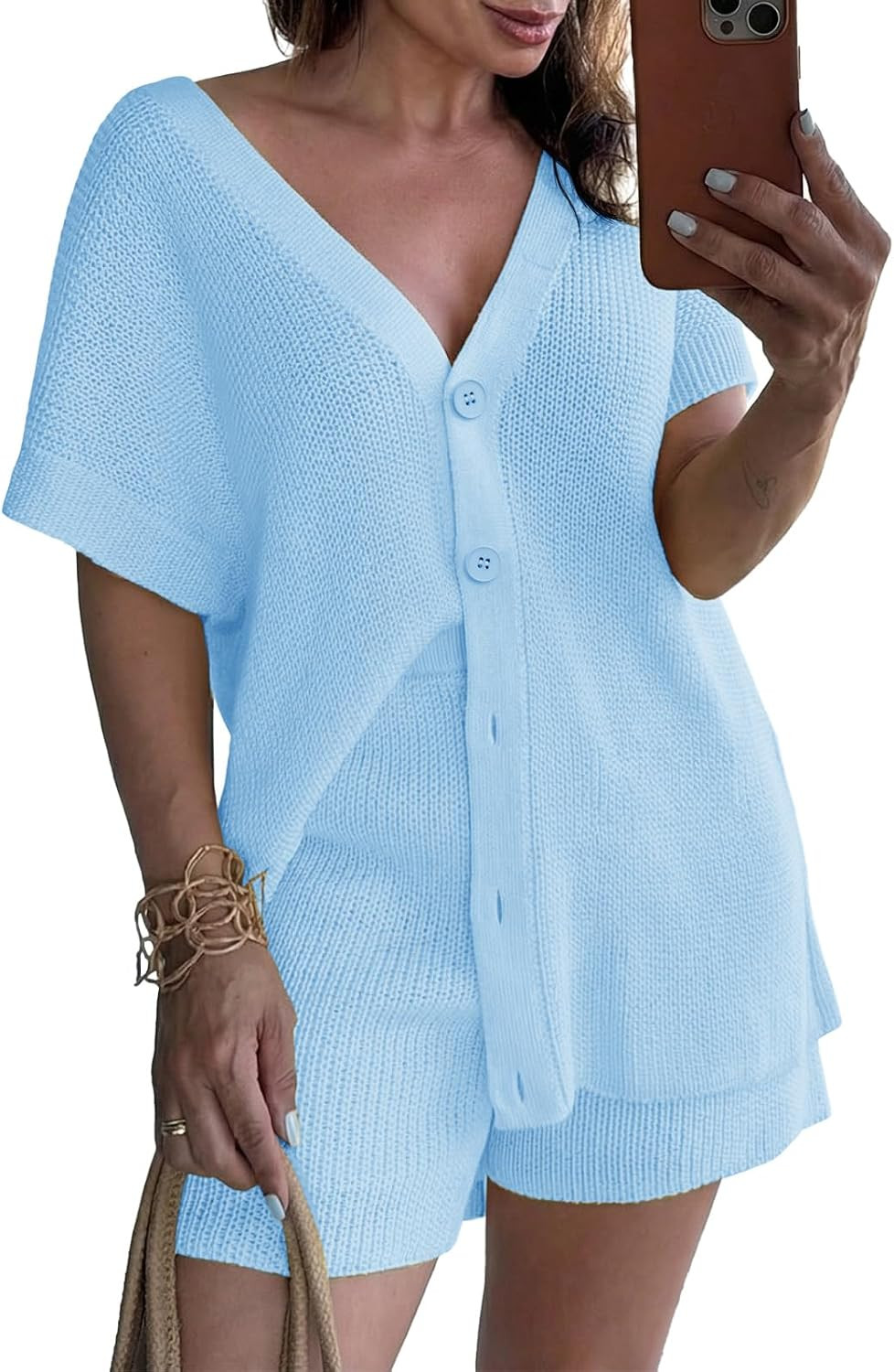 Saodimallsu Womens 2 Piece Short Sets Summer Vocation Outfits Lounge Set | Amazon (US)