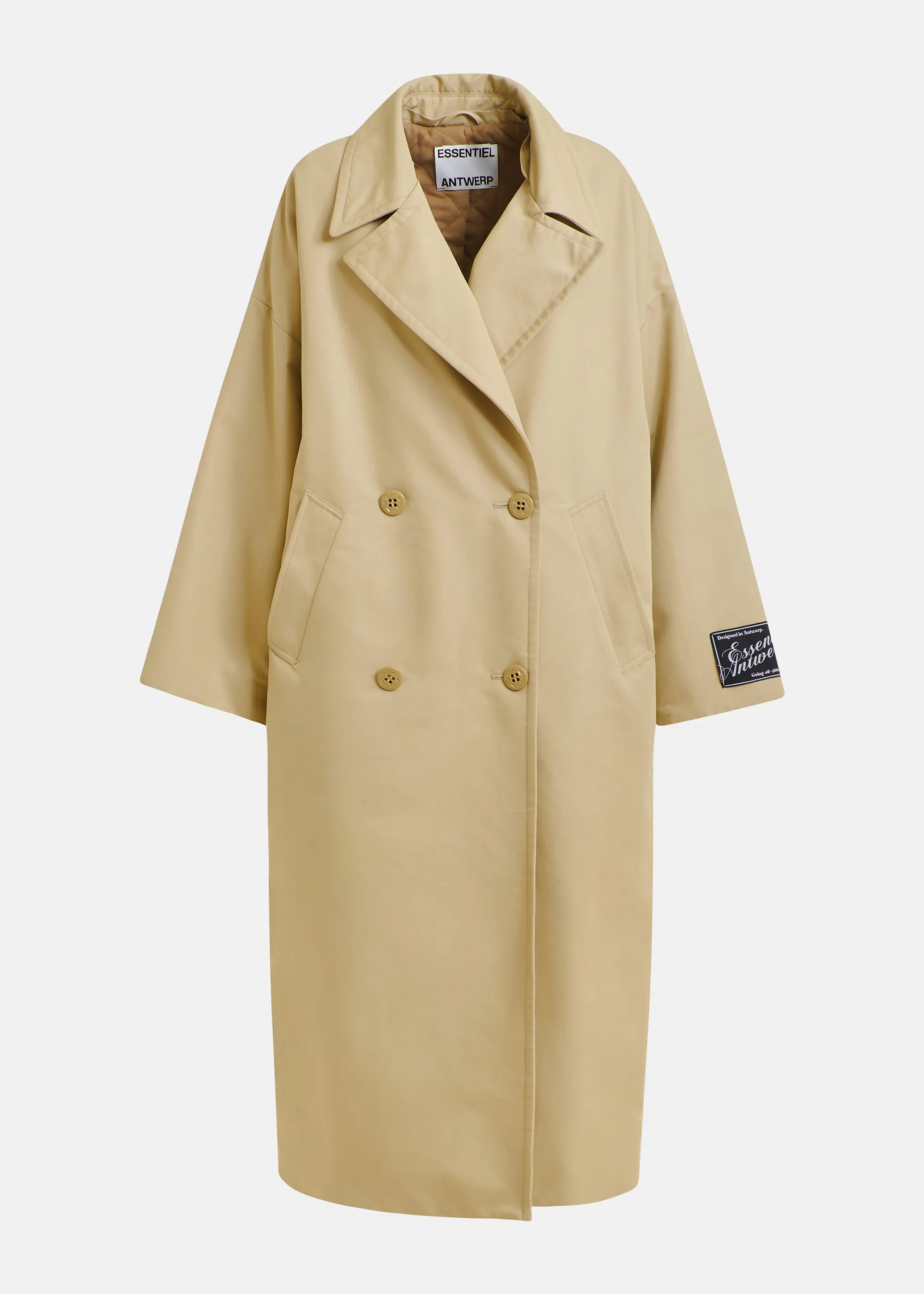 Light beige oversized trenchcoat | Essentiel Antwerp United Kingdom | Essentiel Antwerp