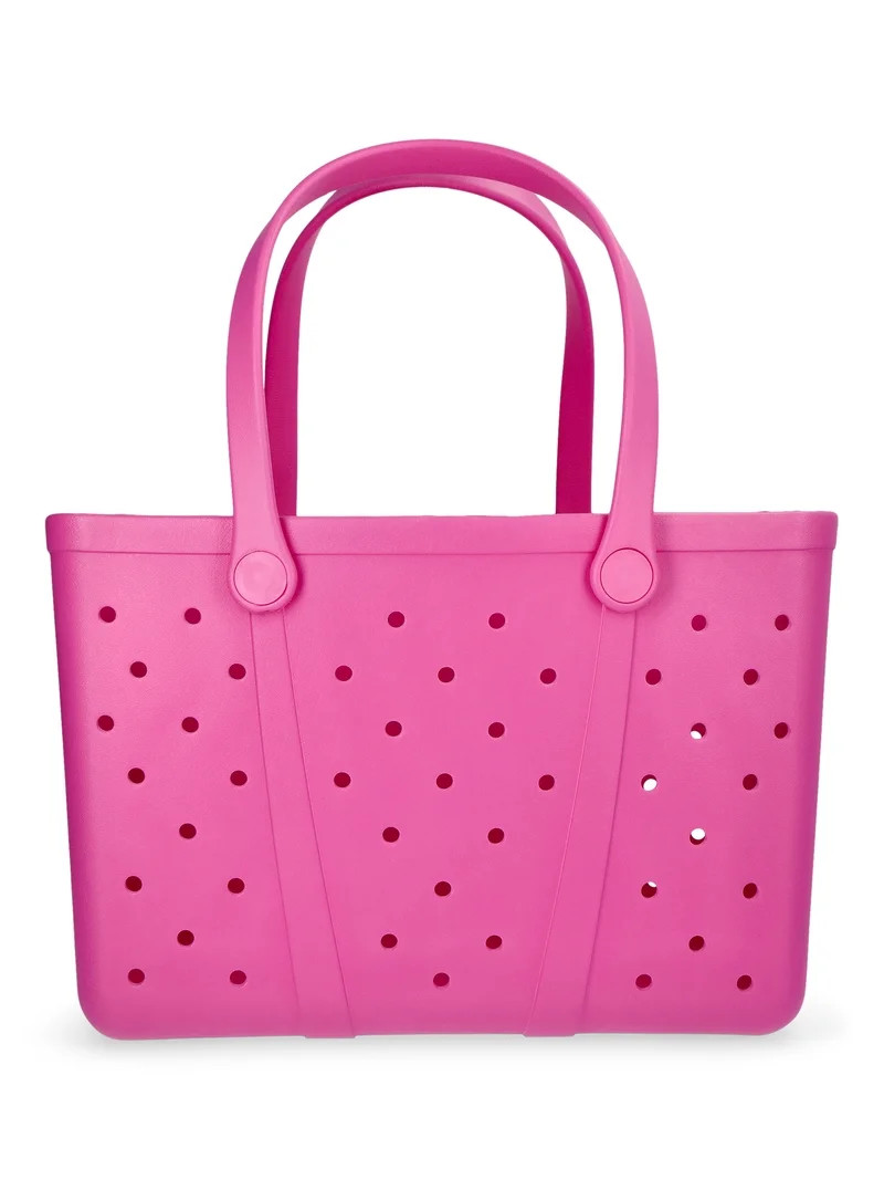 Time and Tru Women's Waterproof EVA Beach Tote Bag, Hot Pink | Walmart (US)