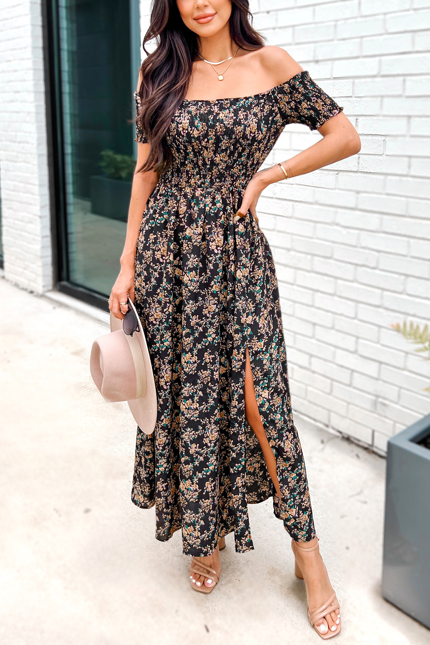 Ditsy Floral Smocked Off-the-Shoulder Dress | Cupshe US