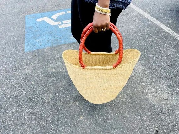 African basket - Large oval basket with 2 handles - Bolga basket -fairly traded basket- Farmers m... | Etsy (US)