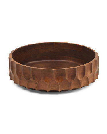 Carved Mango Wood Bowl With Walnut Finish | Marshalls